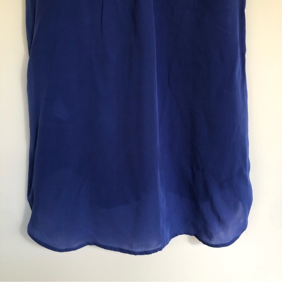 J Crew Royal Blue Silk Sleeveless Collared Top Size 6 Button Front Flowy Blouse - Picture 7 of 9